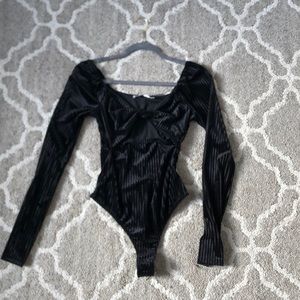 Velvet ribbed bodysuit